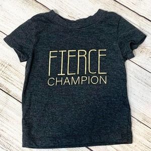 Cat & Jack Boys Charcoal Gray TShirt Short Sleeve "Fierce Champion" 12 mos Cute!